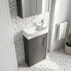 [BFPF2221L] Winshill Contemporary 1 Door Floor Standing Cloakroom Vanity Unit with Basin - Choice of Orientation and Colour