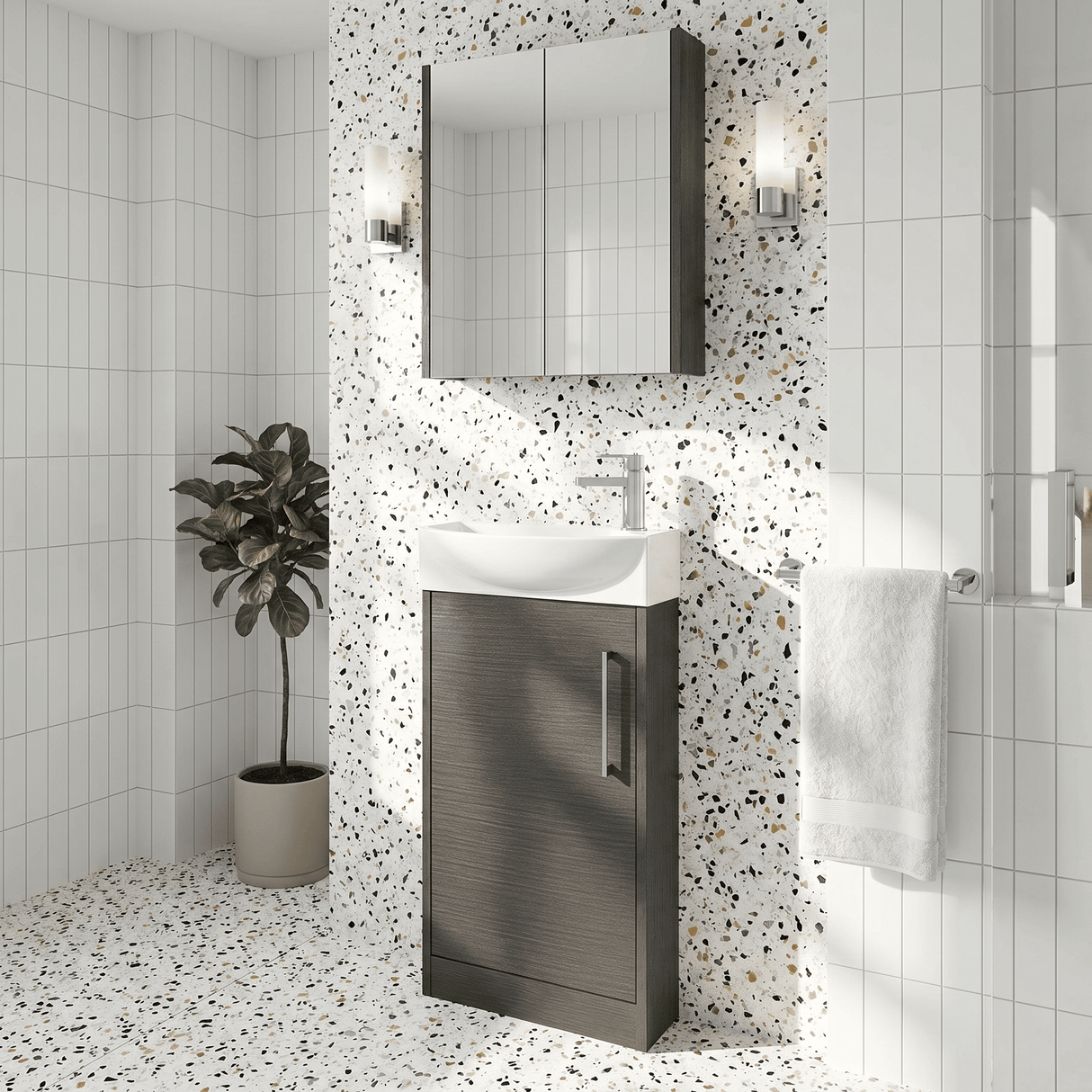 [BFPF2221L] Winshill Contemporary 1 Door Floor Standing Cloakroom Vanity Unit with Basin - Choice of Orientation and Colour