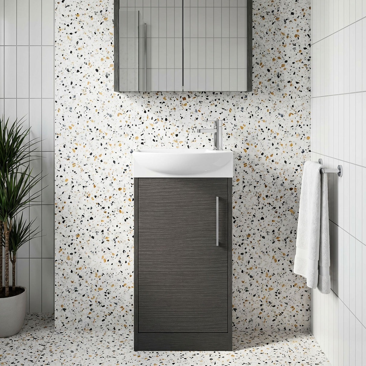 [BFPF2221L] Winshill Contemporary 1 Door Floor Standing Cloakroom Vanity Unit with Basin - Choice of Orientation and Colour - Silo