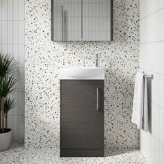 [BFPF2221L] Winshill Contemporary 1 Door Floor Standing Cloakroom Vanity Unit with Basin - Choice of Orientation and Colour - Silo
