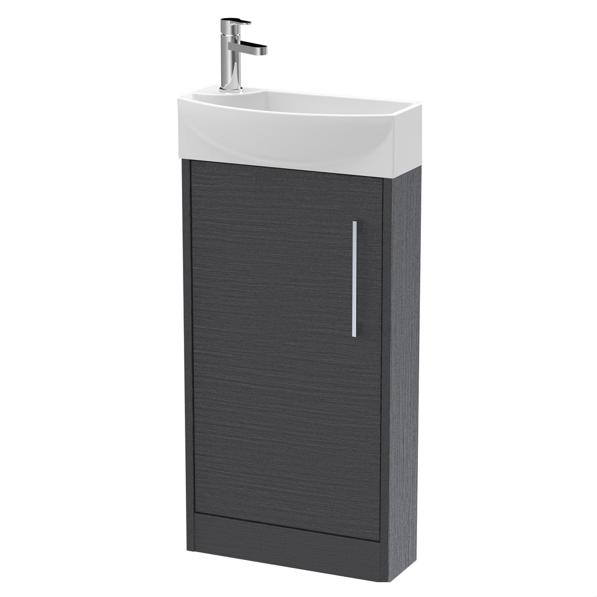 [BFPF2221R] Winshill Contemporary 1 Door Floor Standing Cloakroom Vanity Unit with Basin - Choice of Orientation and Colour - Cutout