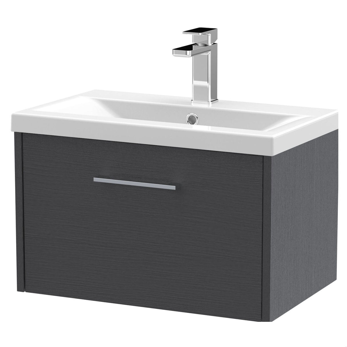 [BFPF2222A] Winshill Contemporary 1 Drawer Wall Hung Vanity Unit with Mid-Edge Basin - Choice of Size and Colour - Cutout