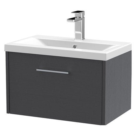 [BFPF2222A] Winshill Contemporary 1 Drawer Wall Hung Vanity Unit with Mid-Edge Basin - Choice of Size and Colour - Cutout