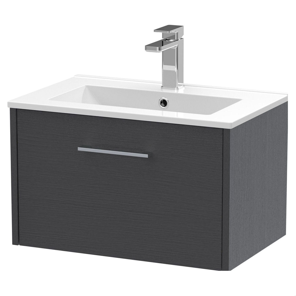 [BFPF2222B] Winshill Wall Hung 1 Drawer Vanity Unit with 1 Tap Hole Minimalist Basin, Choice of Size and Colour - Cutout