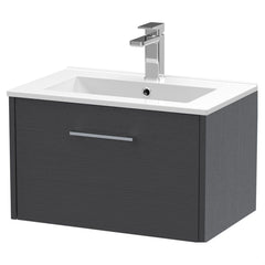 [BFPF2222B] Winshill Wall Hung 1 Drawer Vanity Unit with 1 Tap Hole Minimalist Basin, Choice of Size and Colour - Cutout