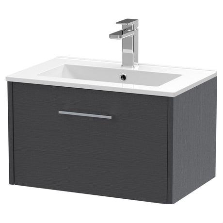 [BFPF2222B] Winshill Wall Hung 1 Drawer Vanity Unit with 1 Tap Hole Minimalist Basin, Choice of Size and Colour - Cutout