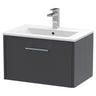 [BFPF2222B] Winshill Wall Hung 1 Drawer Vanity Unit with 1 Tap Hole Minimalist Basin, Choice of Size and Colour - Cutout