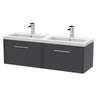 [BFPF2222C] Winshill Contemporary 2 Drawer 1200mm Wall Hung Vanity Unit with Thin Edge Basin - Choice of Colour - Cutout