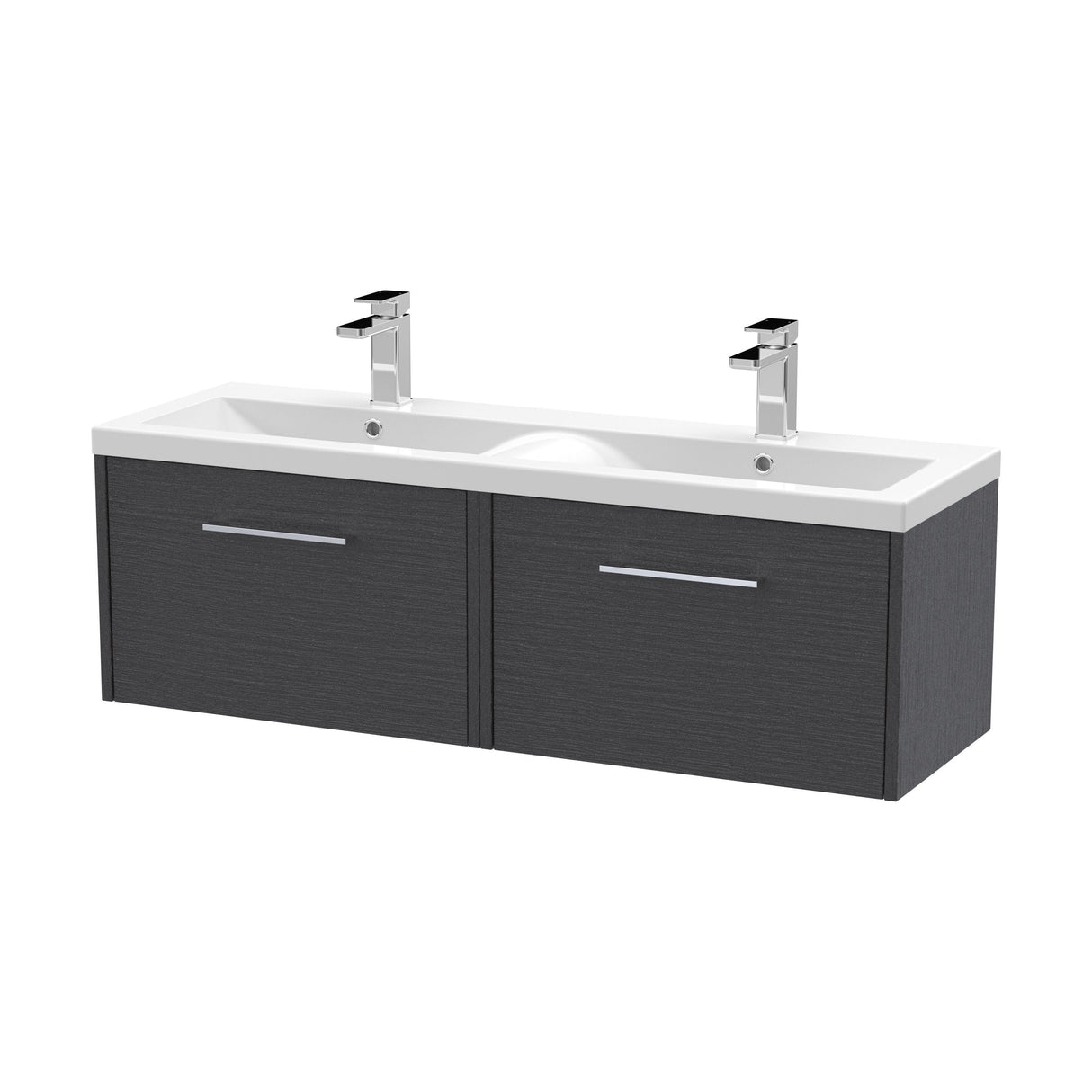 [BFPF2222F] Winshill Contemporary 2 Drawer Wall Hung Vanity Unit with Double Ceramic Basin, 1200mm, Choice of Colour - Cutout