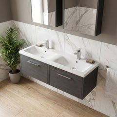 [BFPF2222F] Winshill Contemporary 2 Drawer Wall Hung Vanity Unit with Double Ceramic Basin, 1200mm, Choice of Colour