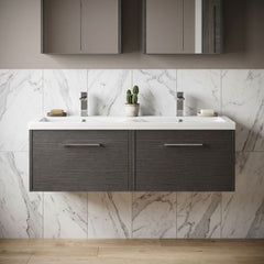 [BFPF2222F] Winshill Contemporary 2 Drawer Wall Hung Vanity Unit with Double Ceramic Basin, 1200mm, Choice of Colour - Silo
