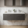 [BFPF2222F] Winshill Contemporary 2 Drawer Wall Hung Vanity Unit with Double Ceramic Basin, 1200mm, Choice of Colour - Silo