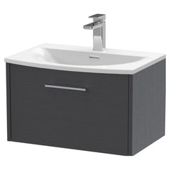 [BFPF2222G] Winshill Contemporary 1 Drawer Wall Hung Vanity Unit with Curved Basin, Choice of Size and Colour - Cutout
