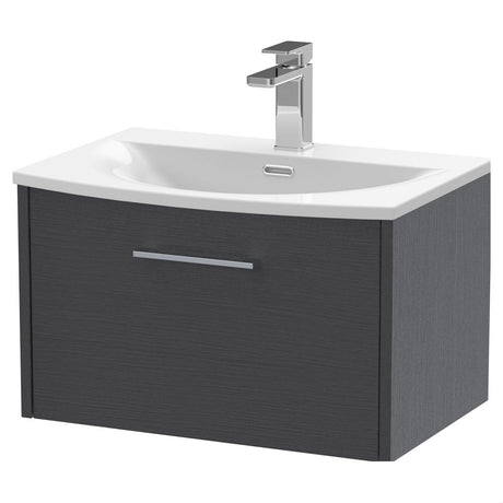 [BFPF2222G] Winshill Contemporary 1 Drawer Wall Hung Vanity Unit with Curved Basin, Choice of Size and Colour - Cutout