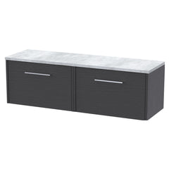 [BFPF2222LBG2] Winshill Contemporary 2 Drawer Wall Hung Vanity Unit with Bellato Grey Laminate Worktop - Choice of Colour - Cutout