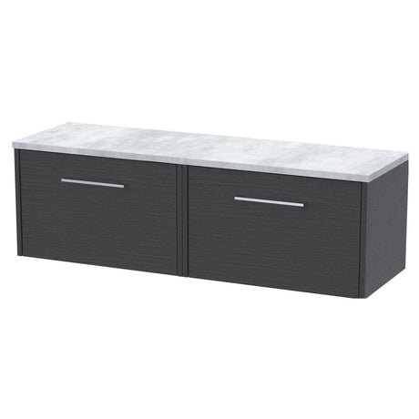 [BFPF2222LBG2] Winshill Contemporary 2 Drawer Wall Hung Vanity Unit with Bellato Grey Laminate Worktop - Choice of Colour - Cutout