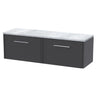 [BFPF2222LBG2] Winshill Contemporary 2 Drawer Wall Hung Vanity Unit with Bellato Grey Laminate Worktop - Choice of Colour - Cutout