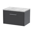 [BFPF2222LBG] Winshill Contemporary 1 Drawer Wall Hung Vanity Unit with Laminate Worktop, Woodgrain Dark Grey, 600mm - Cutout