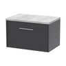 [BFPF2222LBG] Winshill Contemporary 1 Drawer Wall Hung Vanity Unit with Bellato Grey Laminate Worktop - Choice of Size and Colour - Cutout