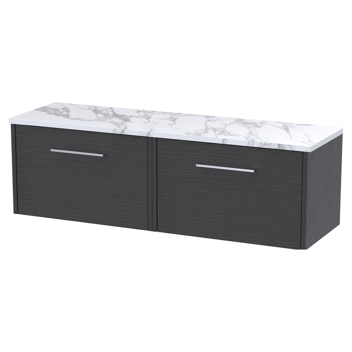 [BFPF2222LCM2] Winshill Contemporary 2 Drawer Wall Hung Vanity Unit with Carrera Marble Laminate Worktop - Choice of Colour - Cutout