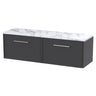 [BFPF2222LCM2] Winshill Contemporary 2 Drawer Wall Hung Vanity Unit with Carrera Marble Laminate Worktop - Choice of Colour - Cutout