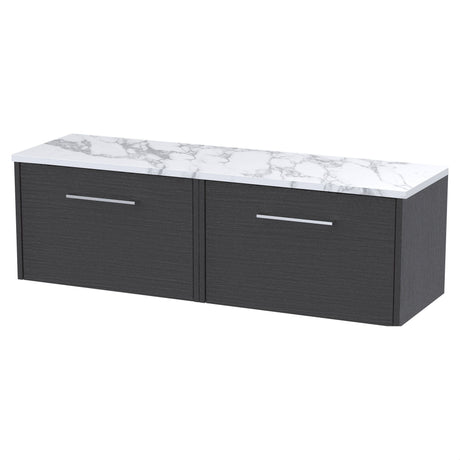 [BFPF2222LCM] Winshill Contemporary 1 Drawer Wall Hung Vanity Unit with Carrera Marble Laminate Worktop - Choice of Size and Colour - Cutout