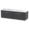 [BFPF2222LCM] Winshill Contemporary 1 Drawer Wall Hung Vanity Unit with Carrera Marble Laminate Worktop - Choice of Size and Colour - Cutout