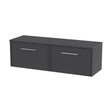 [BFPF2222W2] Winshill Contemporary 2 Drawer Wall Hung Vanity Unit with Worktop, Woodgrain Dark Grey, 1200mm - Cutout