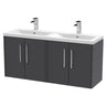 [BFPF2223F] Winshill Contemporary Wall Hung 4 Door Vanity Basin Unit with Ceramic Basin, 1200mm, Choice of Colour - Cutout