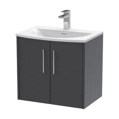 [BFPF2223G] Winshill Contemporary 2 Door Wall Hung Vanity Unit with Curved Basin - Choice of Size and Colour - Cutout