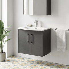 [BFPF2223G] Winshill Contemporary 2 Door Wall Hung Vanity Unit with Curved Basin - Choice of Size and Colour