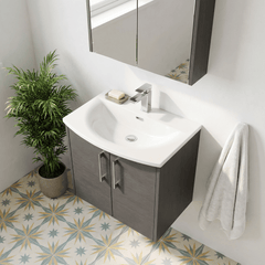 [BFPF2223G] Winshill Contemporary 2 Door Wall Hung Vanity Unit with Curved Basin - Choice of Size and Colour