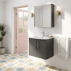 [BFPF2223G] Winshill Contemporary 2 Door Wall Hung Vanity Unit with Curved Basin - Choice of Size and Colour