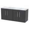 [BFPF2223LBG2] Winshill Contemporary Wall Hung Vanity Unit with Bellato Grey Laminate Worktop - Choice of Colour - Cutout