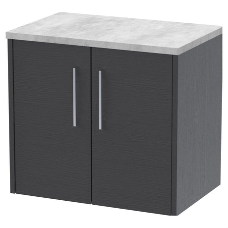 [BFPF2223LBG] Winshill Contemporary 2 Door Wall Hung Vanity Unit with Bellato Grey Laminate Worktop - Choice of Colour - Cutout