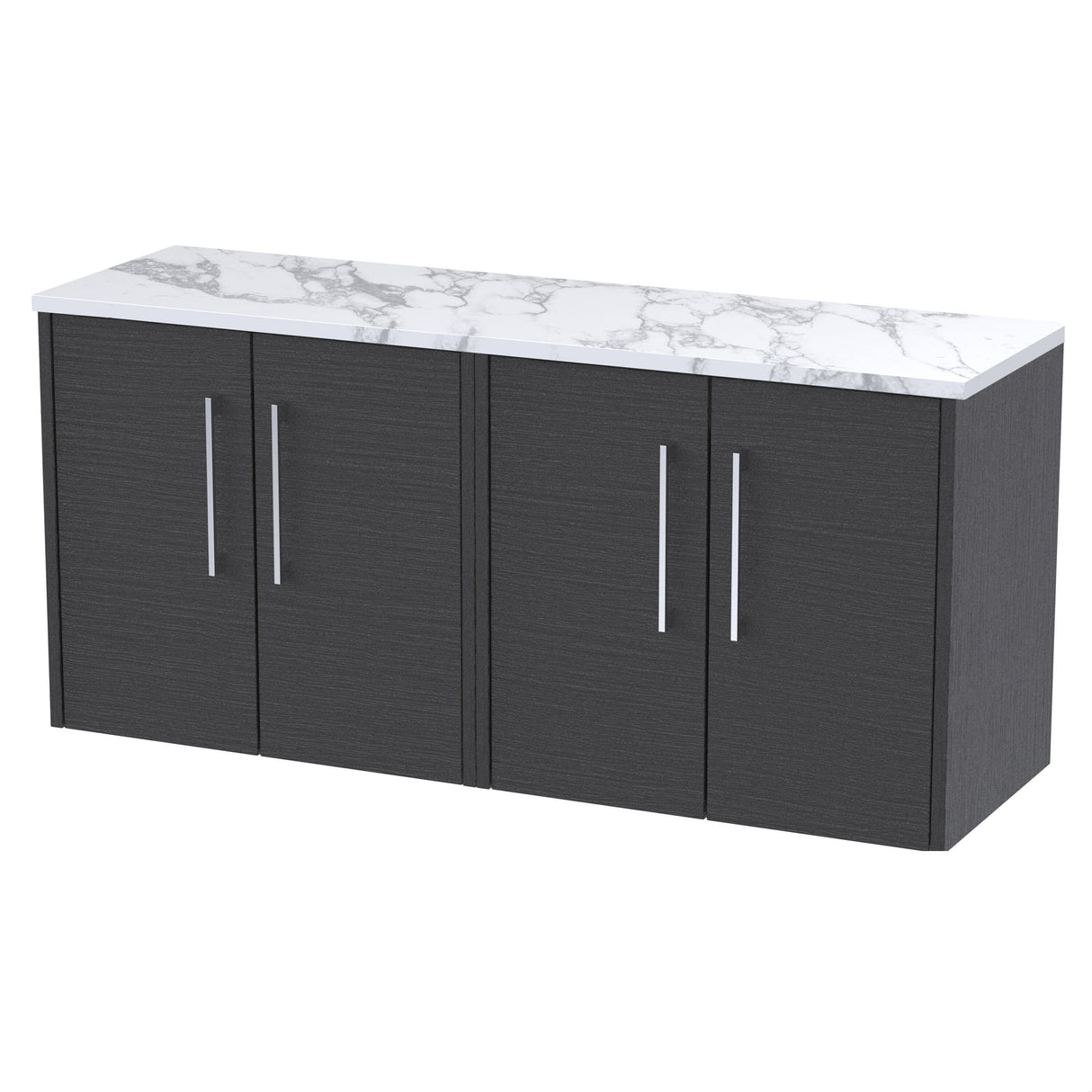 [BFPF2223LCM2] Winshill Contemporary 2 Door Wall Hung Vanity Unit with Carrera Marble Laminate Worktop - Choice of Colour - Cutout