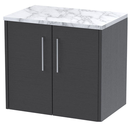[BFPF2223LCM] Winshill Contemporary 2 Door Wall Hung Vanity Unit with Carrera Marble Laminate Worktop - Choice of Colour - Cutout