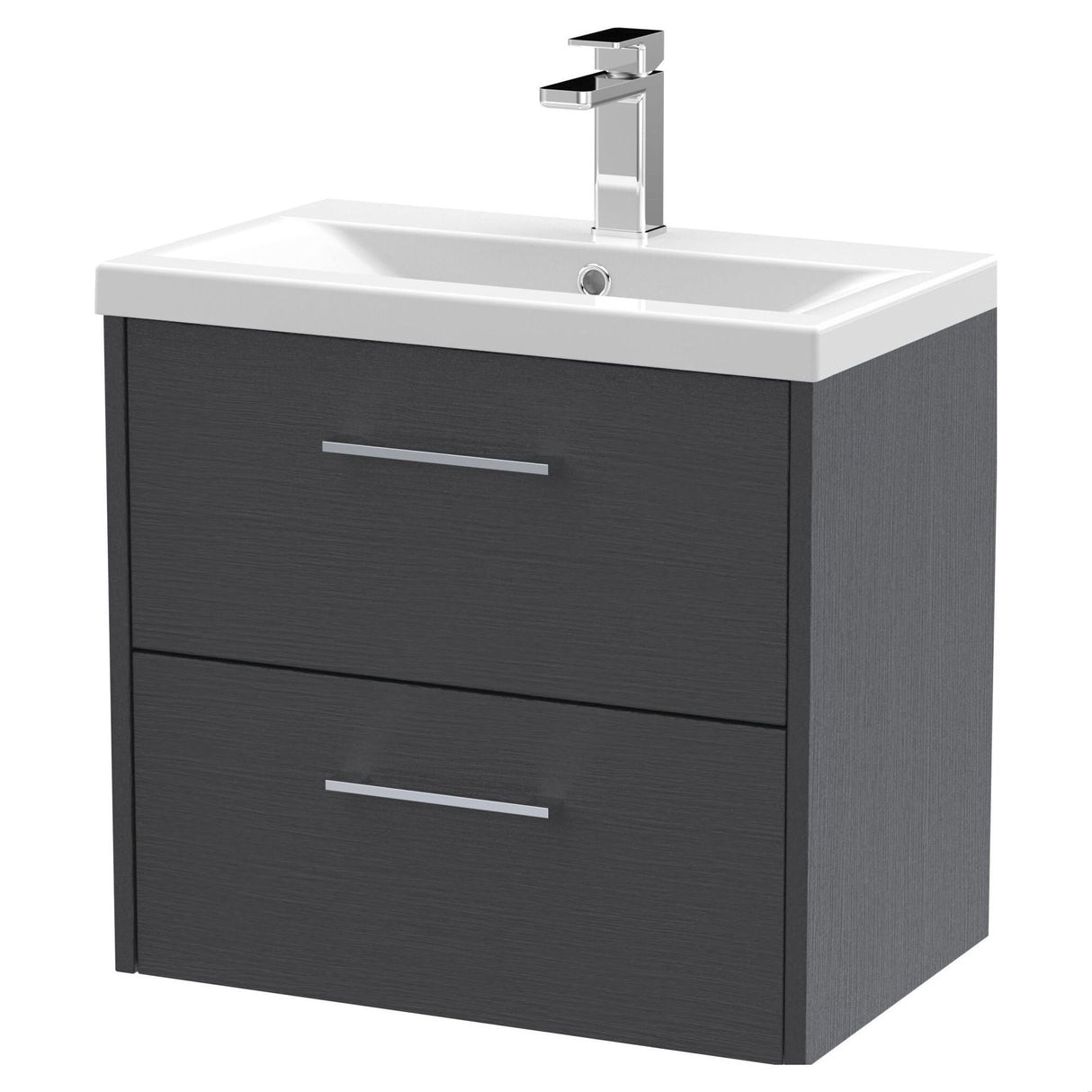 [BFPF2224A] Winshill Contemporary 2 Drawer Wall Hung Vanity Unit with Mid-Edge Basin - Choice of Size and Colour - Cutout