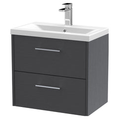 [BFPF2224A] Winshill Contemporary 2 Drawer Wall Hung Vanity Unit with Mid-Edge Basin - Choice of Size and Colour - Cutout