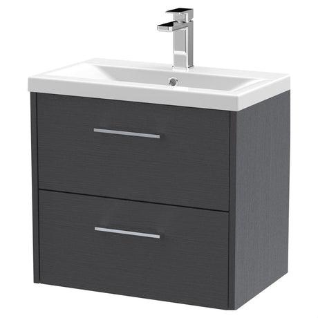 [BFPF2224A] Winshill Contemporary 2 Drawer Wall Hung Vanity Unit with Mid-Edge Basin - Choice of Size and Colour - Cutout