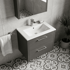 [BFPF2224B] Winshill Contemporary 2 Drawer Wall Hung Vanity Unit with Minimalist Basin, Choice of Size and Colour