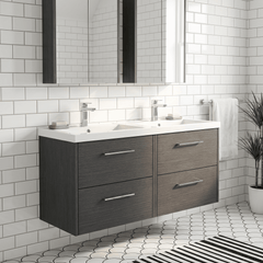 [BFPF2224C] Winshill Contemporary 4 Drawer 1200mm Wall Hung Vanity Unit with Double Basin - Choice of Colour