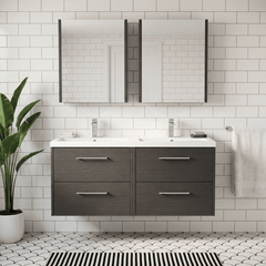 [BFPF2224C] Winshill Contemporary 4 Drawer 1200mm Wall Hung Vanity Unit with Double Basin - Choice of Colour - Silo