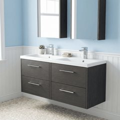 [BFPF2224F] Winshill Contemporary 4 Drawer Wall Hung Vanity Unit with Double Basin, 1200mm, Choice of Colour