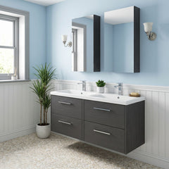 [BFPF2224F] Winshill Contemporary 4 Drawer Wall Hung Vanity Unit with Double Basin, 1200mm, Choice of Colour