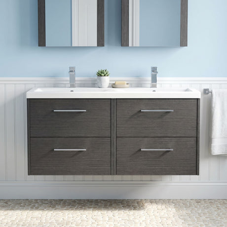 [BFPF2224F] Winshill Contemporary 4 Drawer Wall Hung Vanity Unit with Double Basin, 1200mm, Choice of Colour - Silo
