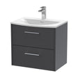 [BFPF2224G] Winshill Contemporary 2 Drawer Wall Hung Vanity Unit with Curved Basin, Woodgrain Dark Grey, 600mm - Cutout