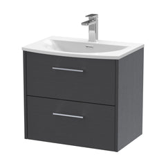 [BFPF2224G] Winshill Contemporary 2 Drawer Wall Hung Vanity Unit with Curved Basin, Choice of Colour - Cutout