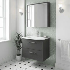 [BFPF2224G] Winshill Contemporary 2 Drawer Wall Hung Vanity Unit with Curved Basin, Choice of Colour