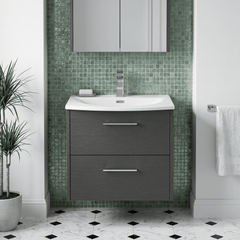 [BFPF2224G] Winshill Contemporary 2 Drawer Wall Hung Vanity Unit with Curved Basin, Choice of Colour - Silo